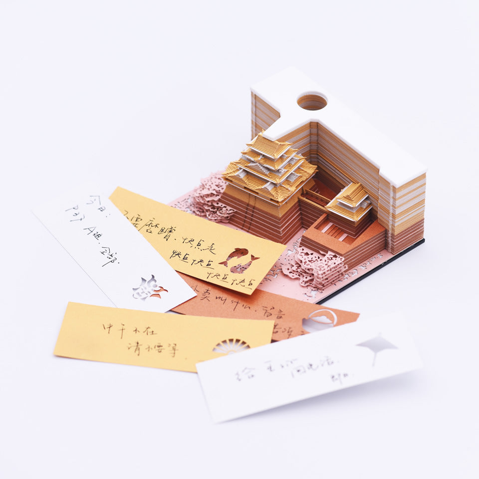 3D Architectural Paper Notepad — Japanese Pagoda Scene