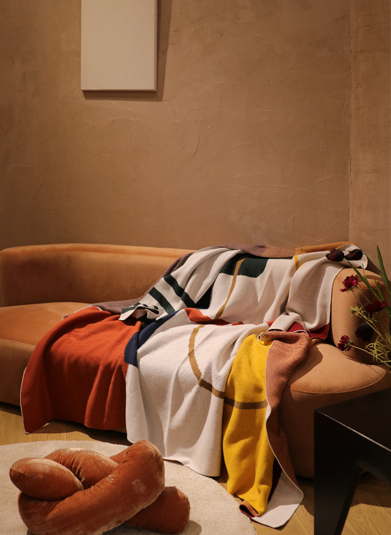 Cotton Wool Blanket | Red, Yellow & Blue, 150x200cm