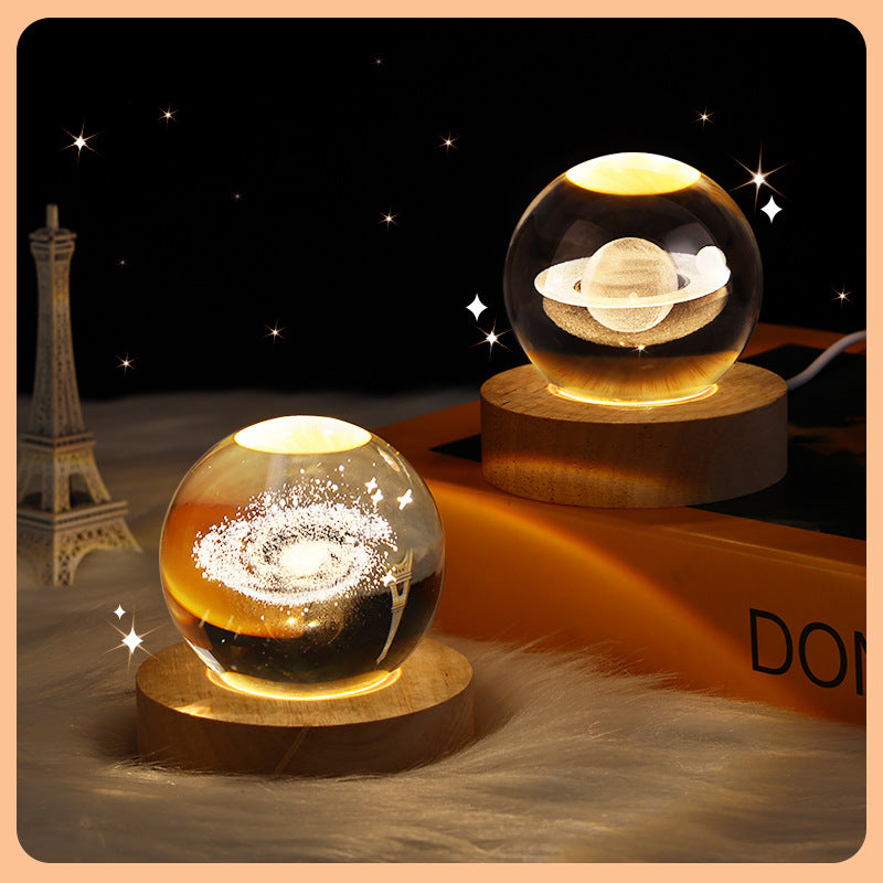 3D Planetary Crystal Ball Night Lamp | Plug-in, Modern