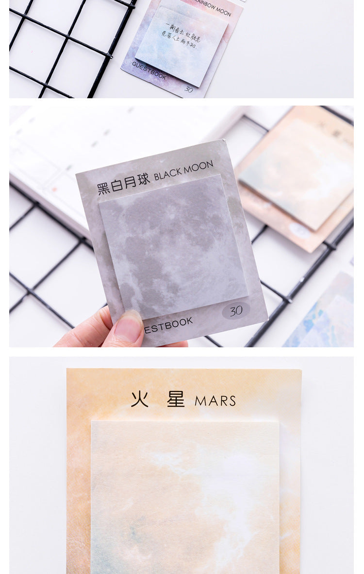 Planet Oil Painting Sticky Notes — 30 Sheets, 7.3cm Square