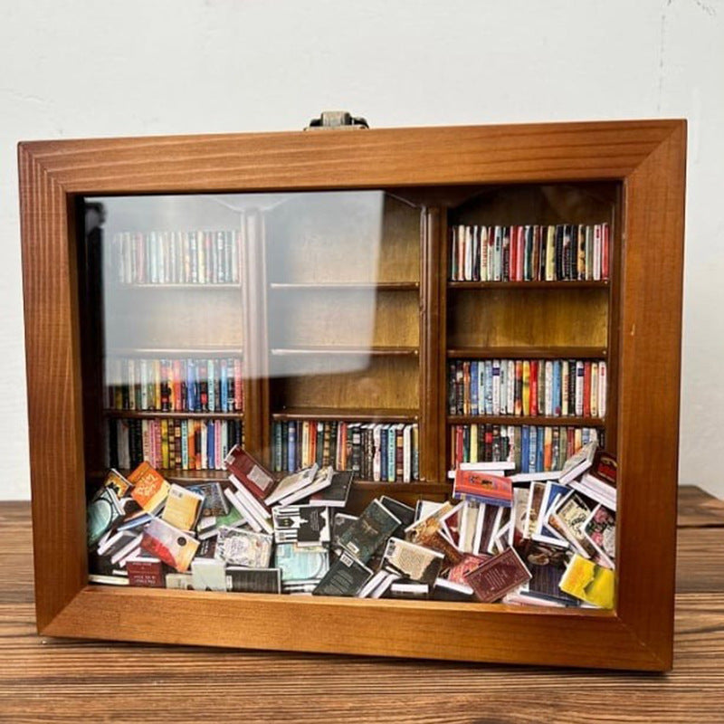 Wooden Bookshelf Ornament | Antique Wood, 25.4cm