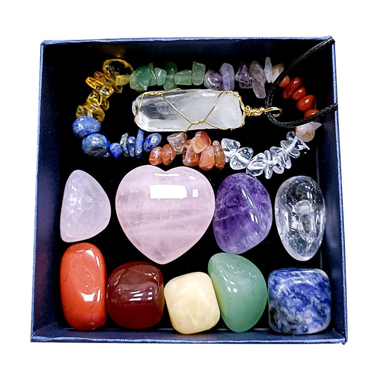 Natural Crystal Stone Chakras Bracelet | 11pcs Set
