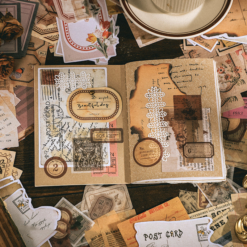 Vintage Journaling Ephemera Sticker Pack — 200 Sheets, 4 Themed Sets