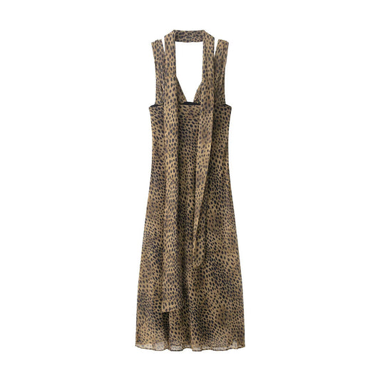 Animal print scarf dress