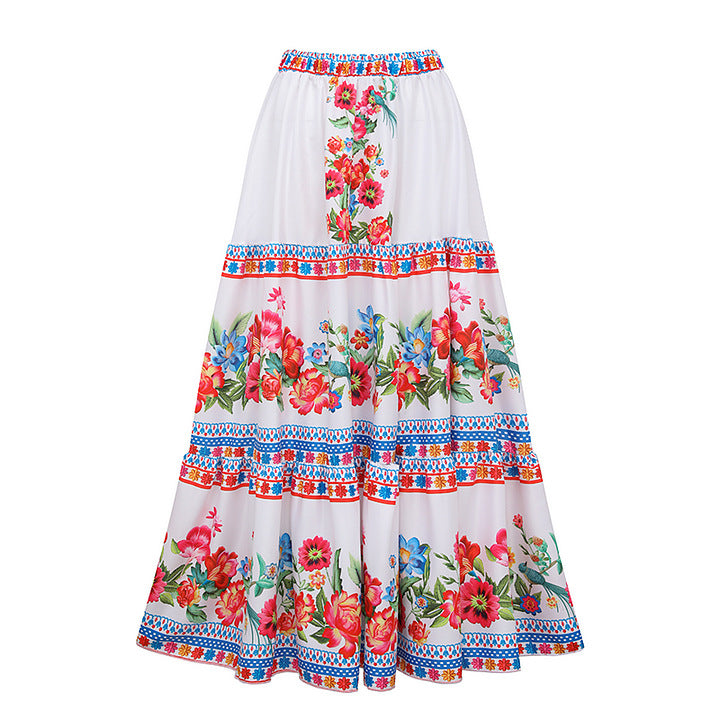Print Sleeveless Ruffle Hem Slim Fit One-Piece Swimwear Set