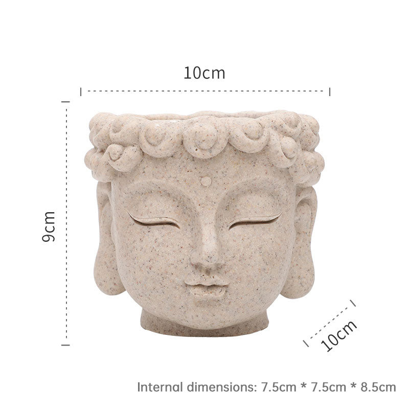 Resin Buddha Head Flower Pot | Small Succulent Planter