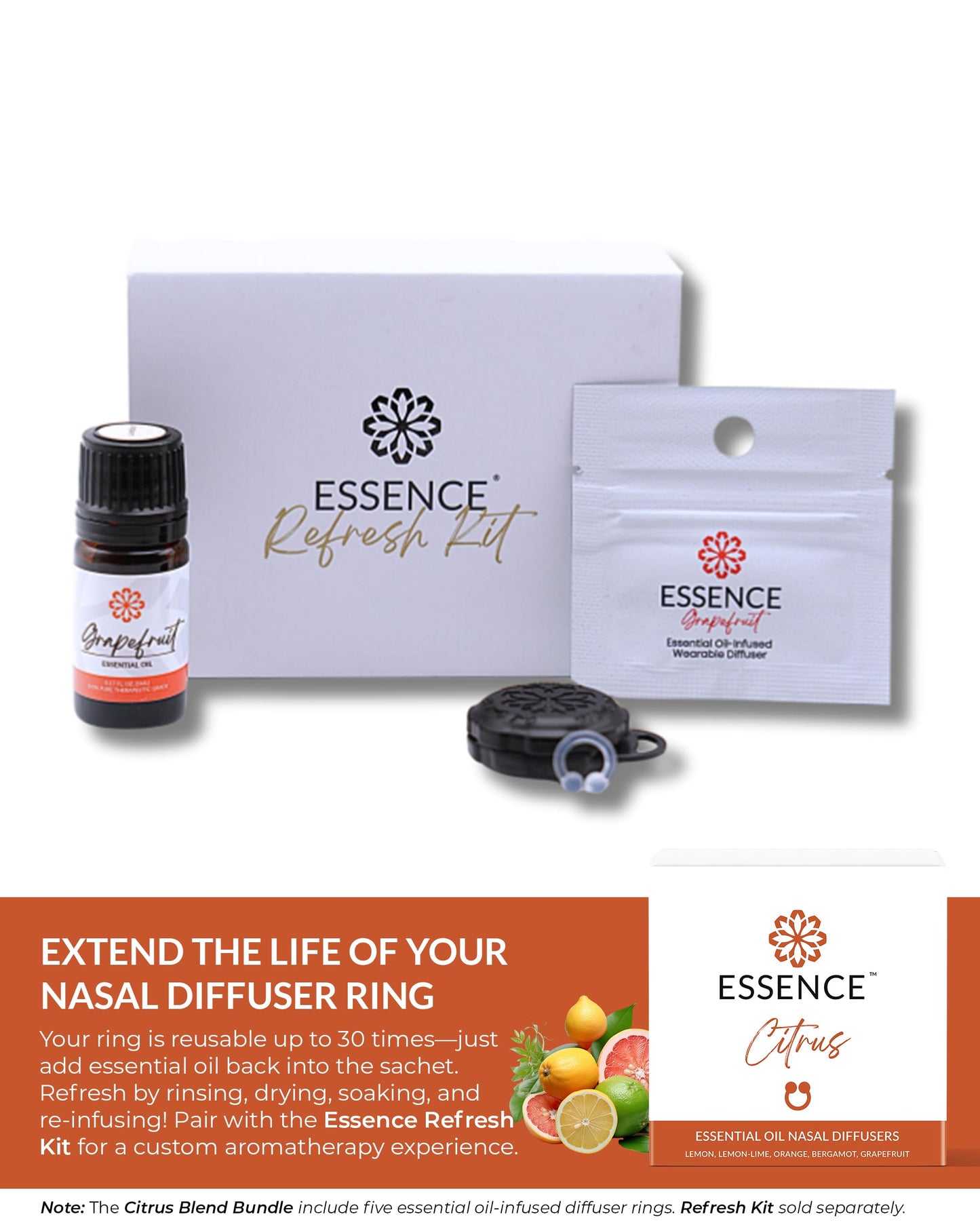 Essence Nasal Diffuser Self Care Bundle – Essential Oil Silicone Nose Rings for Stress, Energy & Mental Clarity – Wearable Aromatherapy Pack for Wellness & Mood Balance