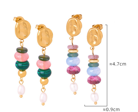 Natural Stone Earrings | Freshwater Pearl Dangle