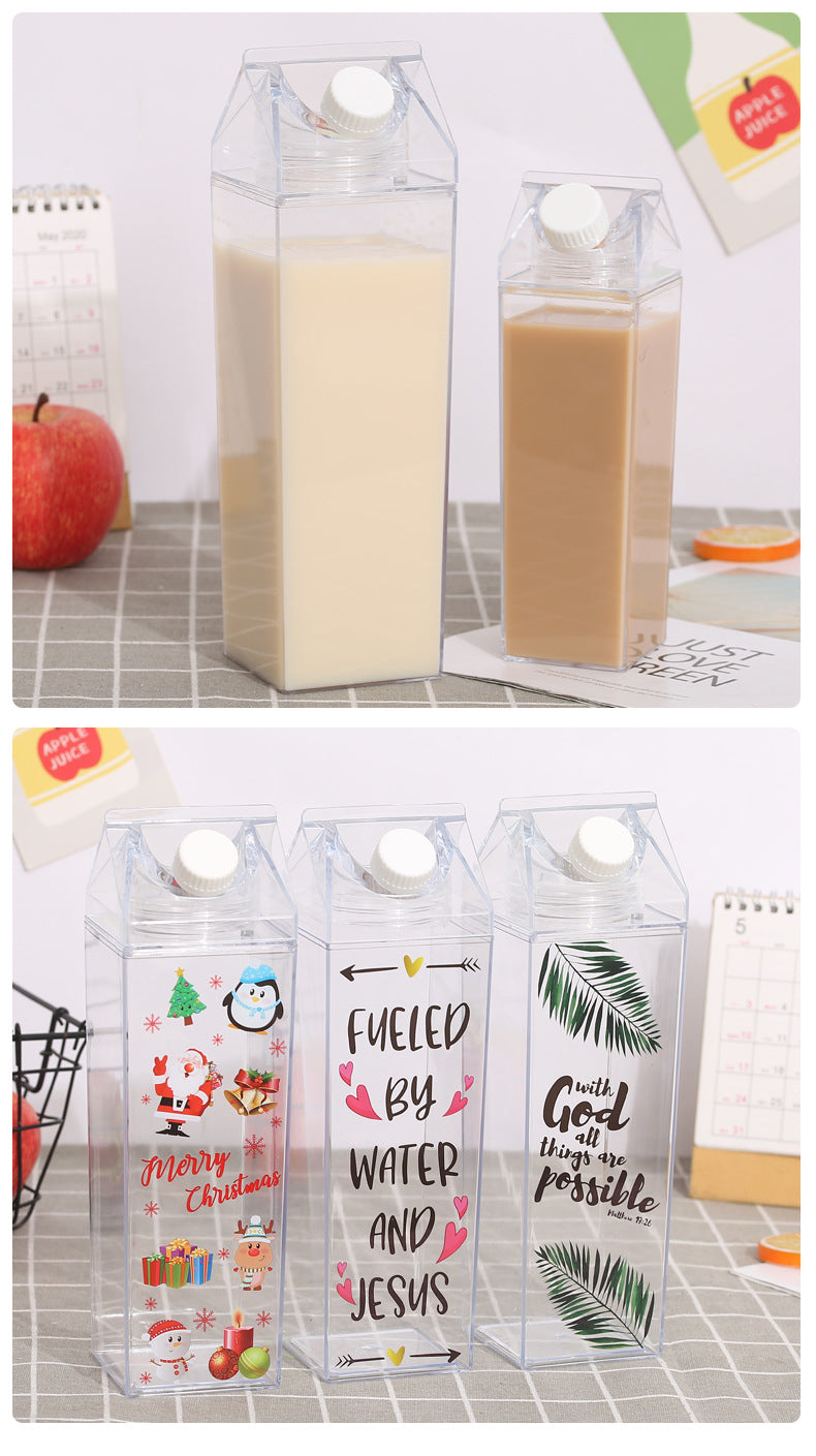 Plastic Milk Cup | Square Water Bottle, Milk Tea