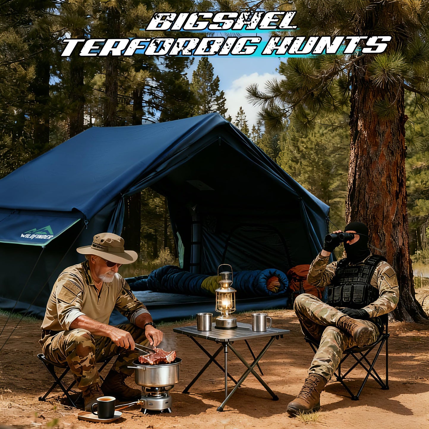 Inflatable Tent with Skylight, Quick Setup Blow Up Tents with Pump, Hot Tent with Stove Jack, Waterproof Oxford Inflatable House for Camping, Air Glamping Tents for Camping Adult