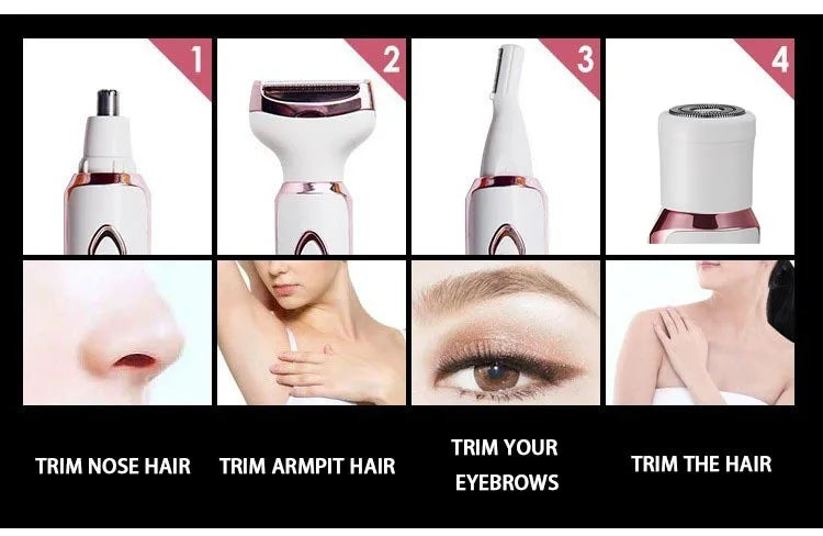 Stainless Steel Hair Remover | Rose Pink, USB Rechargeable
