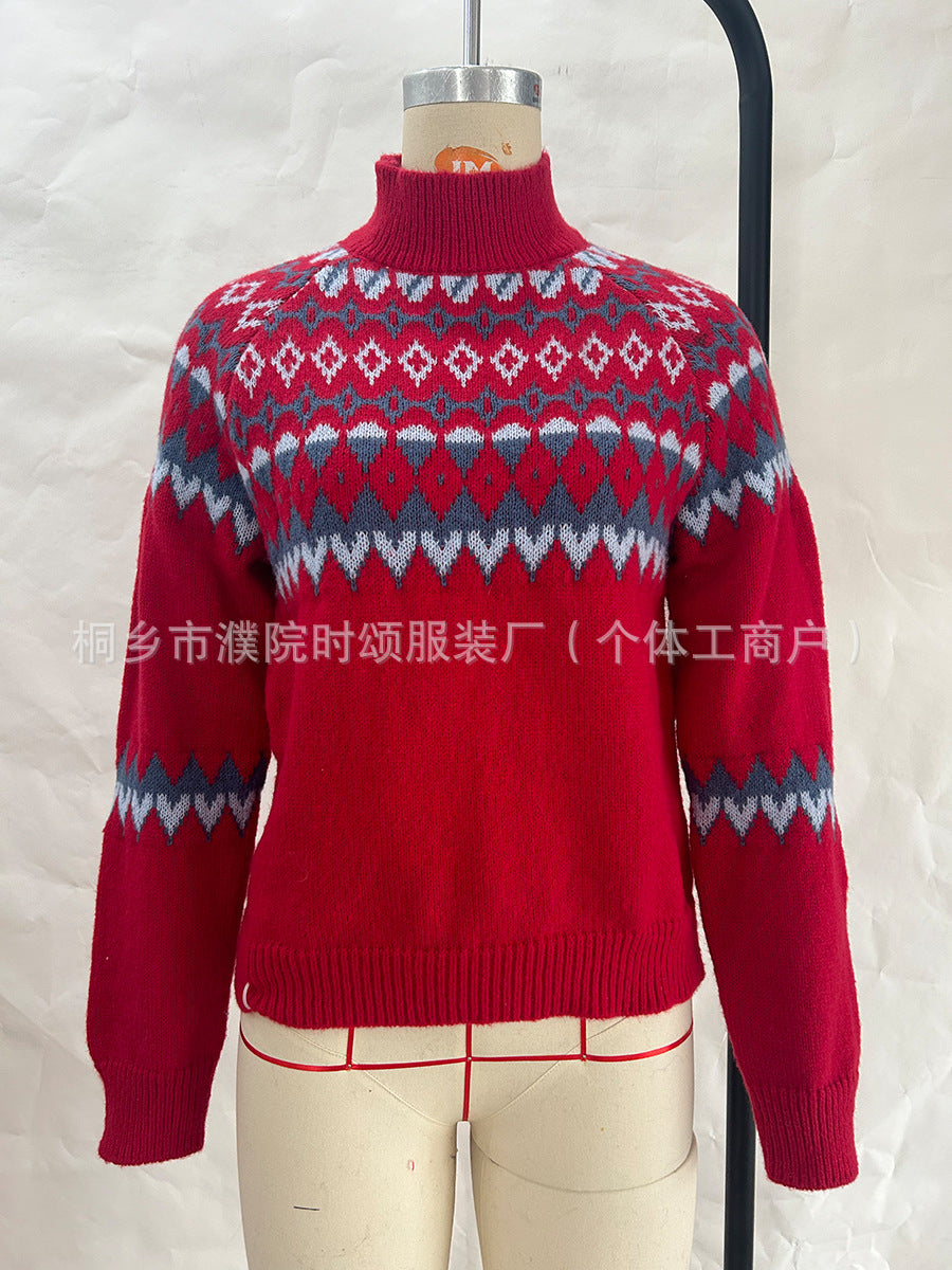 Versatile Knitted Sweater Base Sweater Half High Collar Sweater