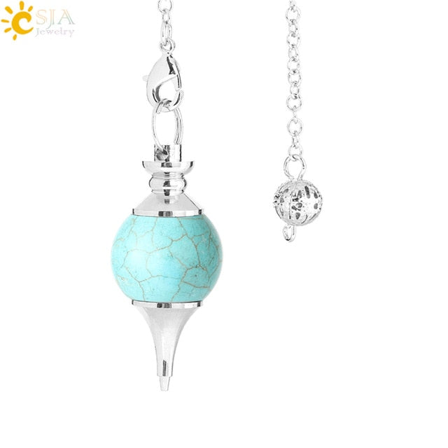 CSJA Balance Reiki Natural Stone Crystal Red Agates Dowsing Pendulum Circular Cone Charm Pendant