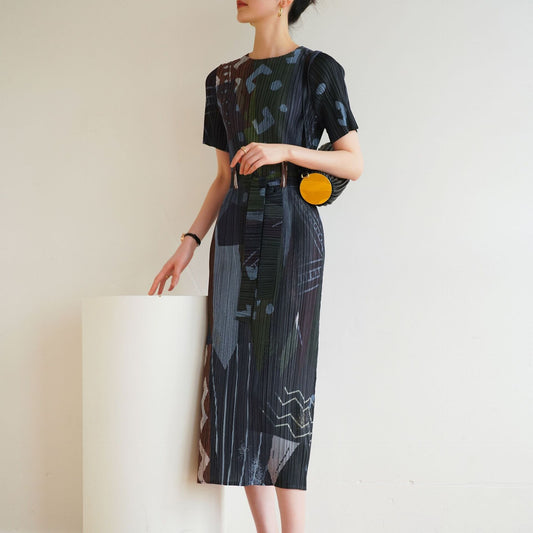 Polyester Pleated Dress | Medium Length, One Size