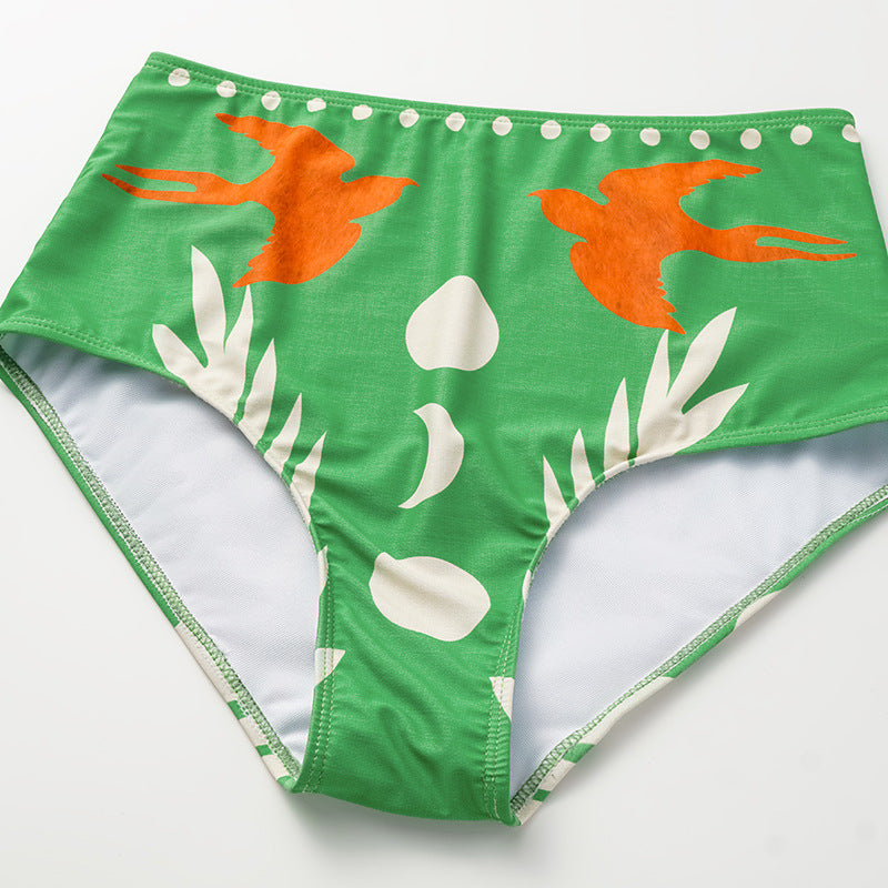 Print Slimming Bikini Swimwear for Women, High-Waisted Two-Piece Set,