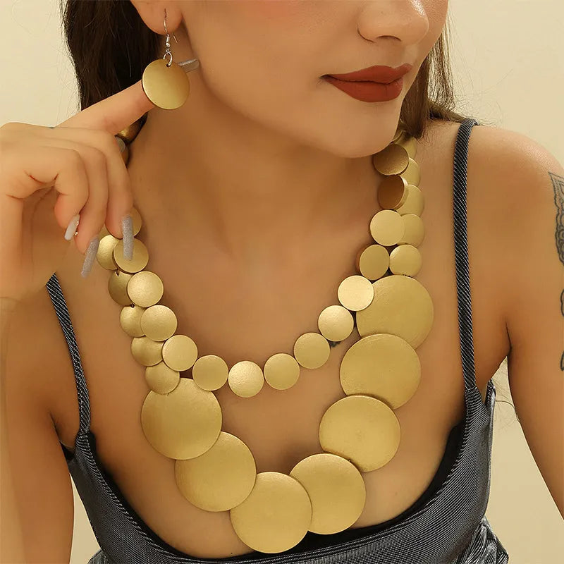 Wood Necklace Earrings Set | Big Colorful, Boho Style