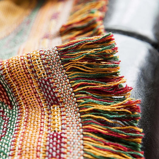 Cotton Blanket | World Map, Bohemian Plaids, Multi-function