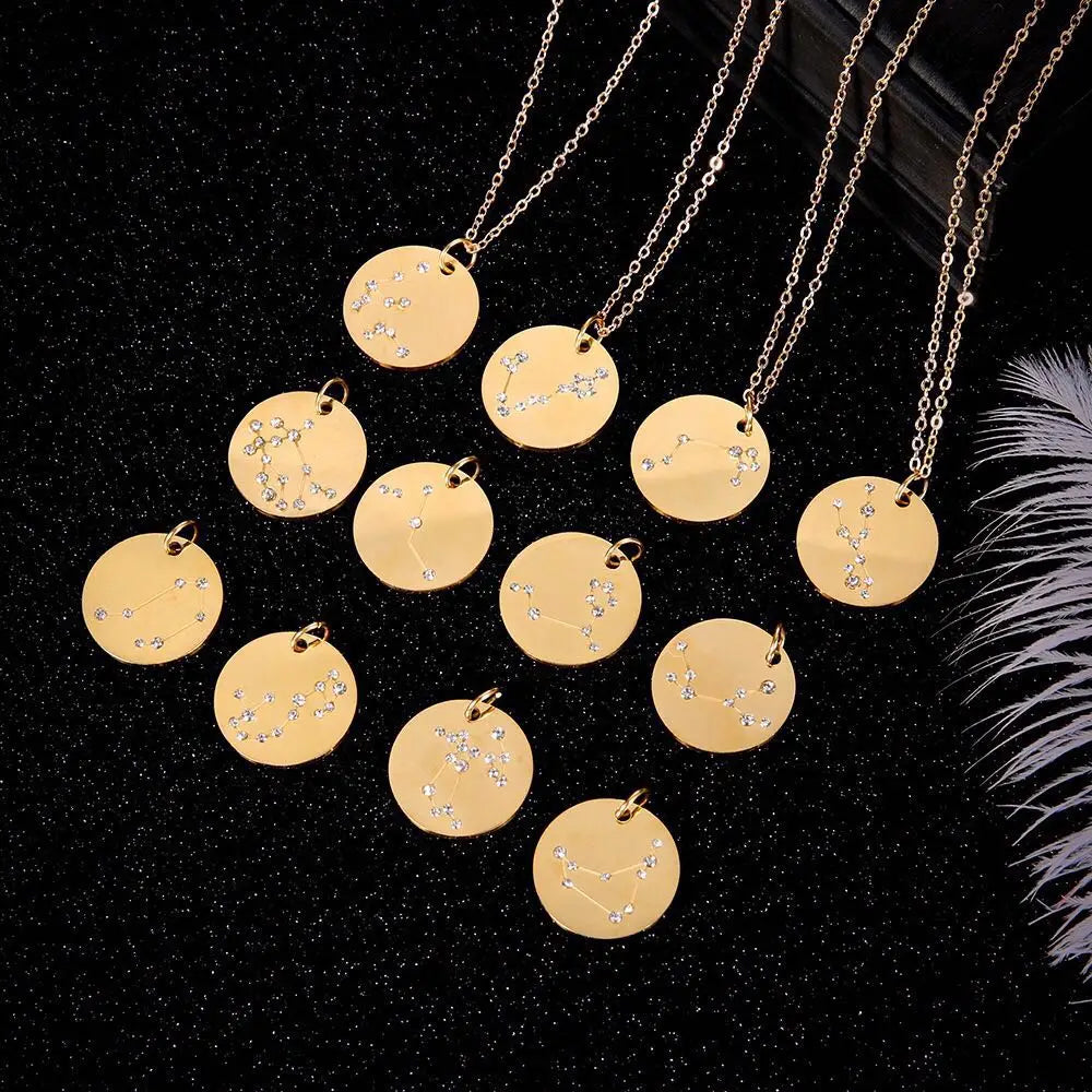 Stainless Steel Horoscope Necklace Set | Leo, Libra, Aries