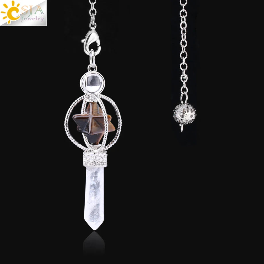 Rotatable Merkaba Dowsing Pendulum Quartz Natural Stone Crystal Reiki