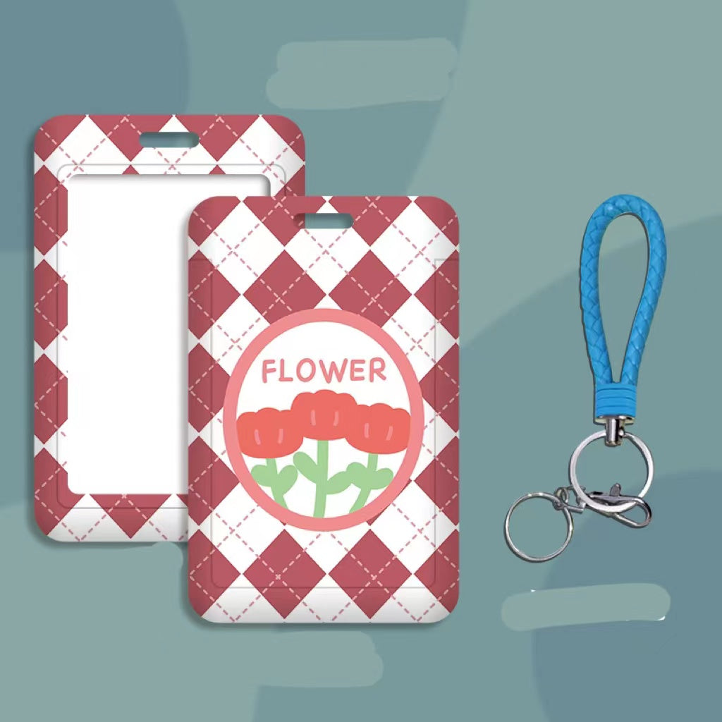 Kawaii ID Card Holder — Illustrated Badge Sleeve, Lanyard or Keychain