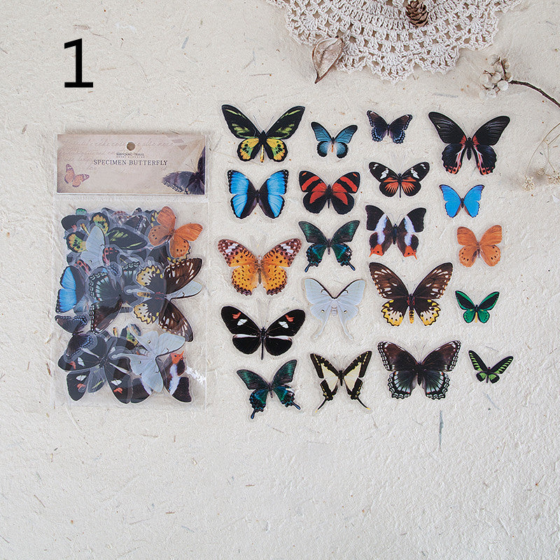 Butterfly Specimen Sticker Pack — PET Journaling & Scrapbook Stickers