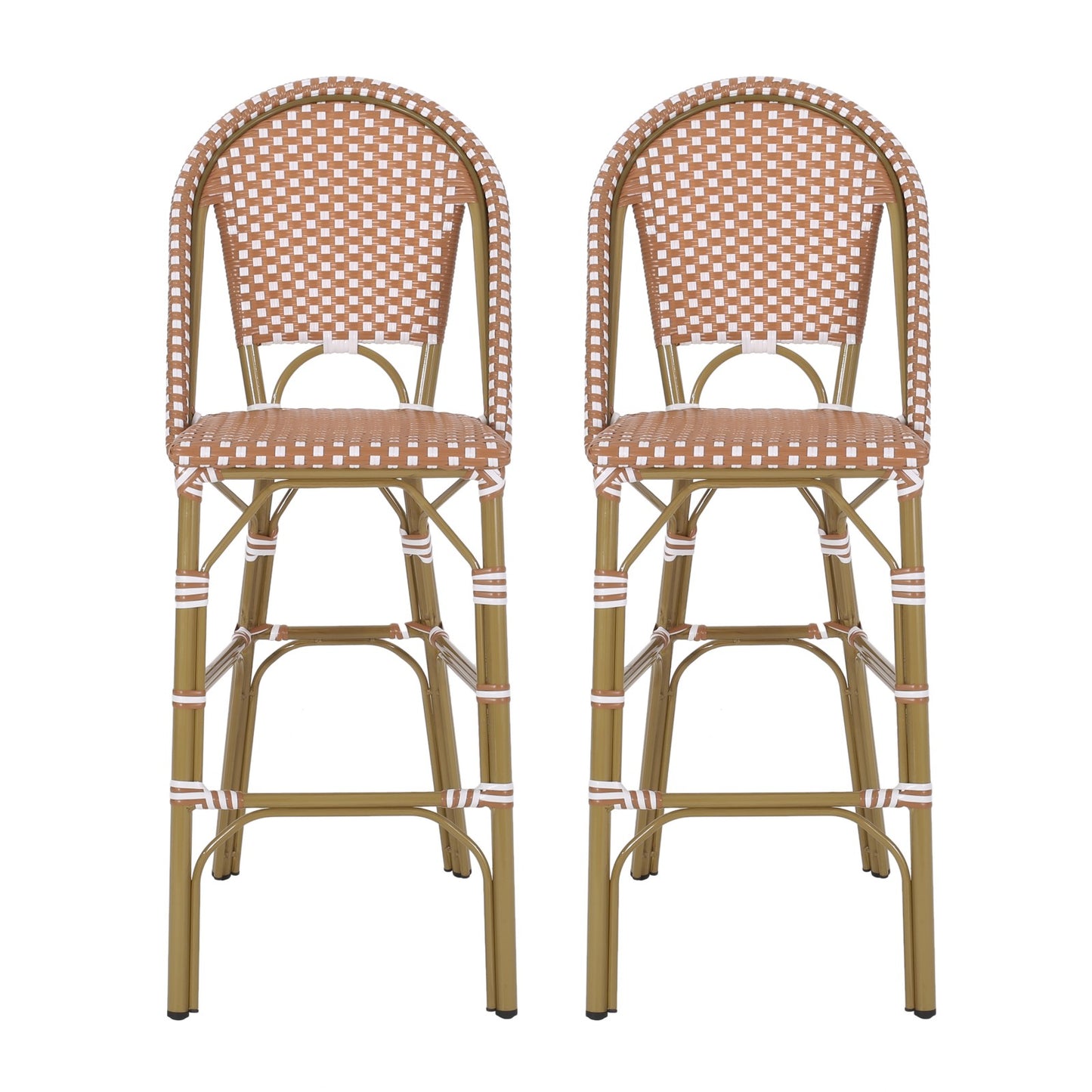 Aluminum Frame Wicker Bar Stool | Rust, Set of 2
