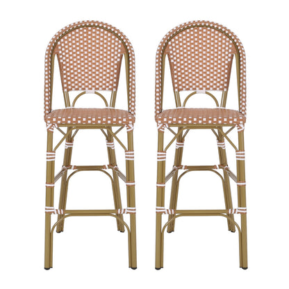 Aluminum Frame Wicker Bar Stool | Rust, Set of 2