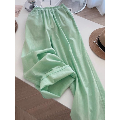 Chinese Style Casual Wide Leg Pants Cotton Linen Breathable Leisure Versatile Long Pants Summer Thin Cool
