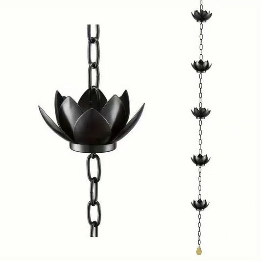 Metal Lotus Rain Chain – 8.5ft Rust-Resistant Decorative Gutter Downspout