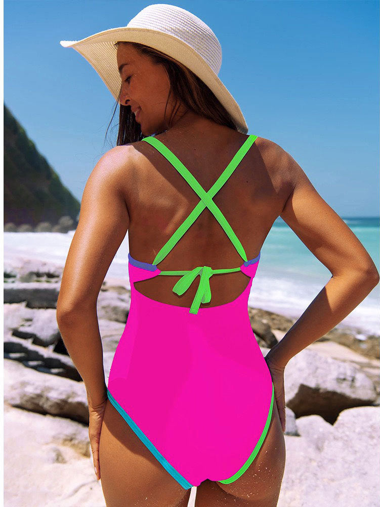 Polyester One-Piece Swimsuit | Black, Pink, Lake Blue