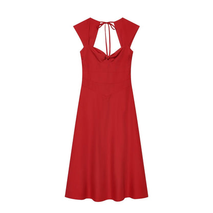 Square neck sleeveless neckline twisted backless dress