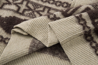 Knitted Sweater Jacket | Khaki, Black, Loose Fit