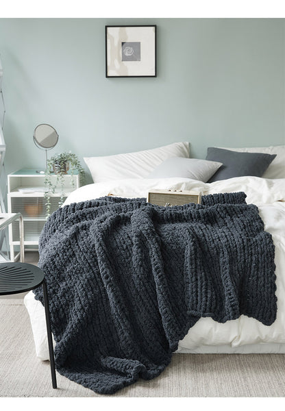 Cozy Knitted Blanket | Solid Color, Nordic Style