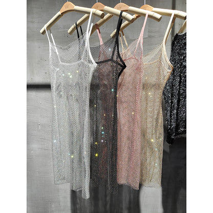 Diamond Crystal Sling Dress | Summer, V-neck, A-line