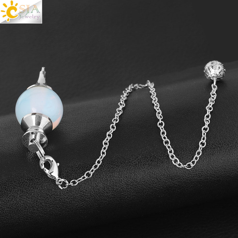 CSJA Balance Reiki Natural Stone Crystal Red Agates Dowsing Pendulum Circular Cone Charm Pendant