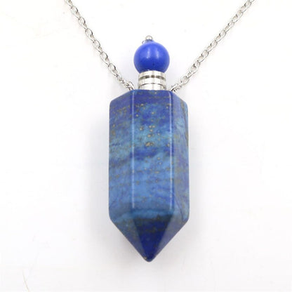 Natural Stone Perfume Bottle Necklace | Fluorite Pendant