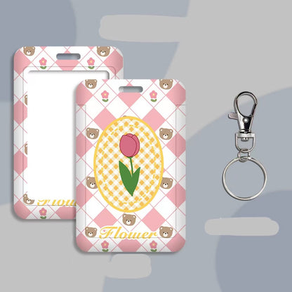 Kawaii ID Card Holder — Illustrated Badge Sleeve, Lanyard or Keychain