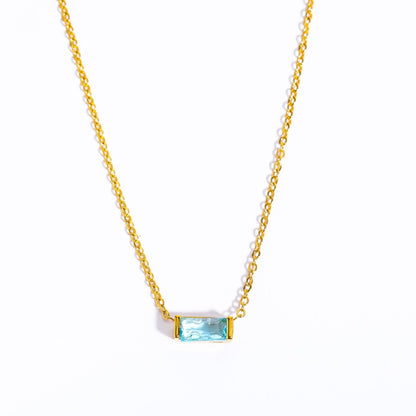 Stainless Steel Birthday Stone Necklace | 12 Zirconia