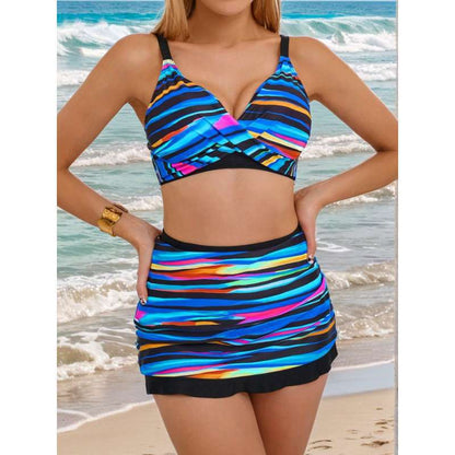 Polyester Three Piece Swimsuit | Colorful, High Waisted