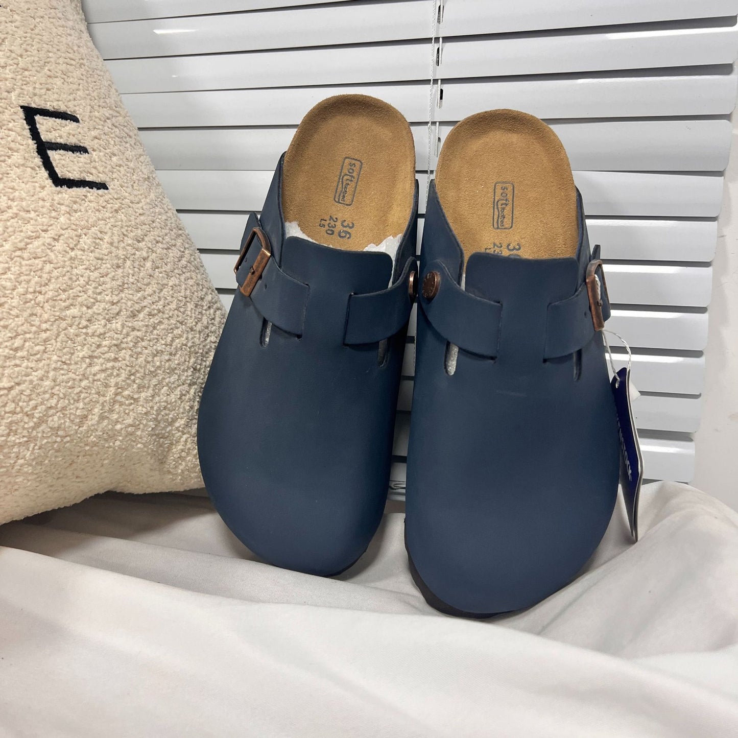 Genuine Leather Sandals | Round Toe, Black Buckle