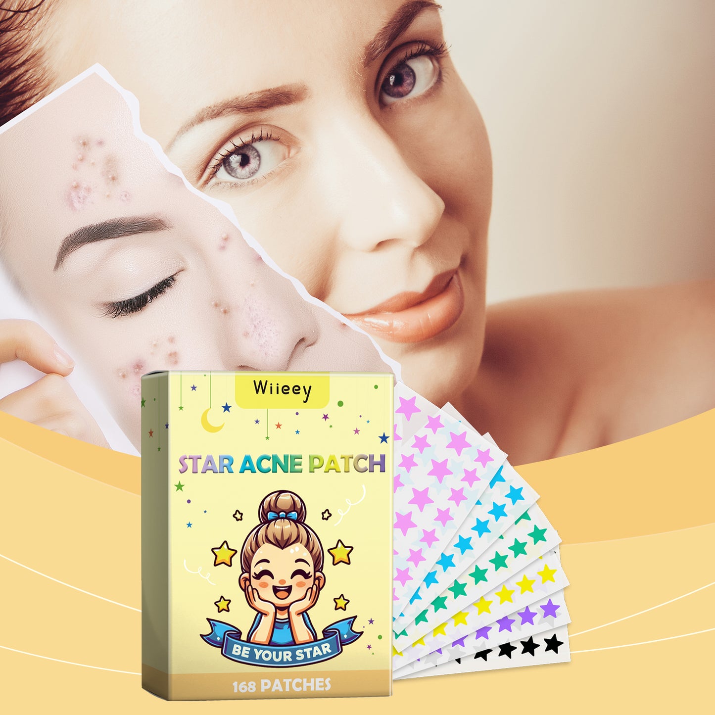 Stars Acne Patch, Reduce Acne Acne Print Clean Face Closed Mouth Acne Portable Cartoon Acne Patch
