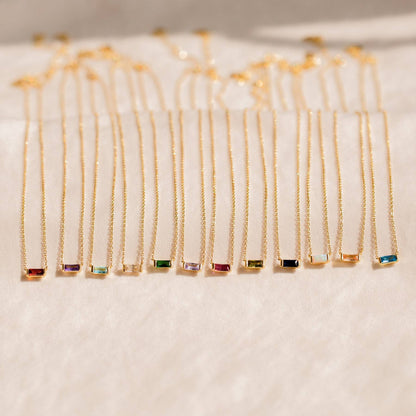 Stainless Steel Birthday Stone Necklace | 12 Zirconia