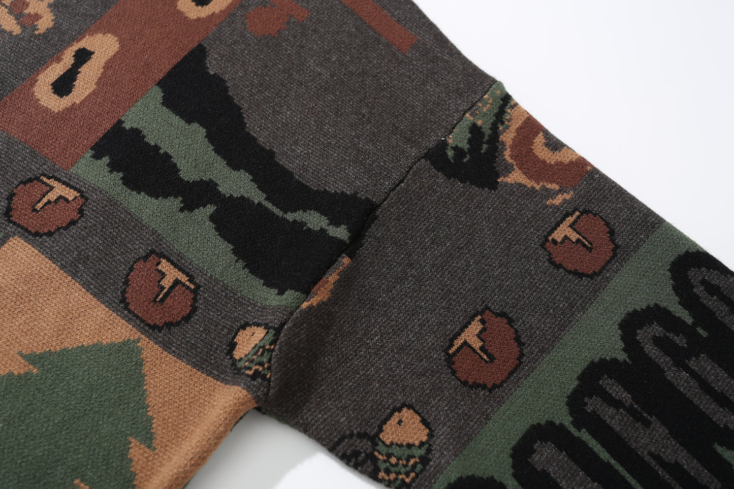 Blended Fiber Jacquard Sweater | Apricot, Green