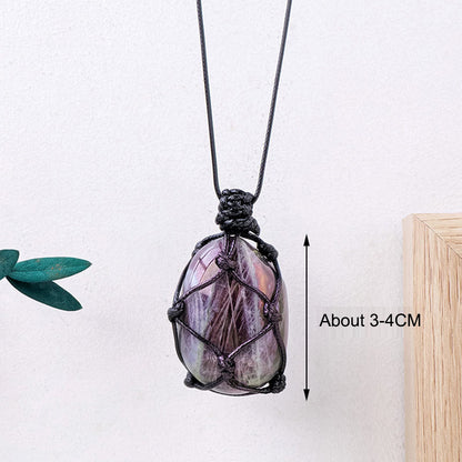 Crystal Mesh Pendant | Purple Light Feldspar, 3-4CM