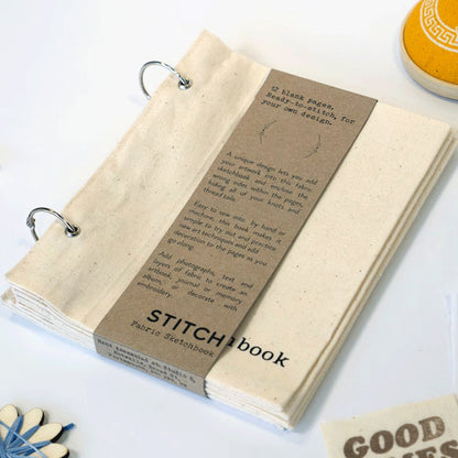 Linen Stitch Blank Fabric Sketchbook Props Milky White 17.6x12.5cm