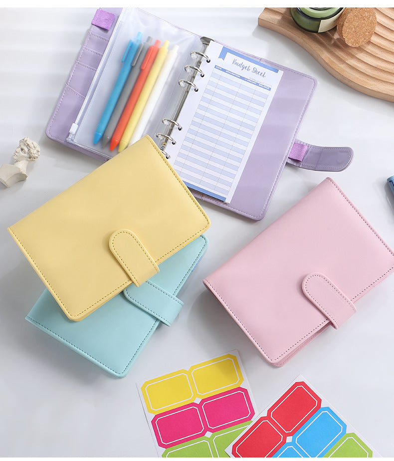 Solid Color Simple Loose-leaf Binder Zipper Bag PU Leather Notebook Shell