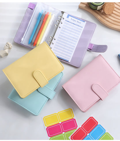 Solid Color Simple Loose-leaf Binder Zipper Bag PU Leather Notebook Shell