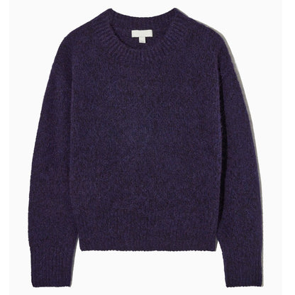 Cotton Round Neck Sweater | Pink & Navy, Loose Fit