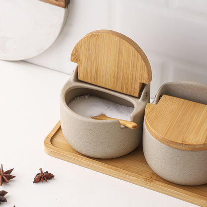 Ceramic Seasoning Jar | Clay with Bamboo Cover