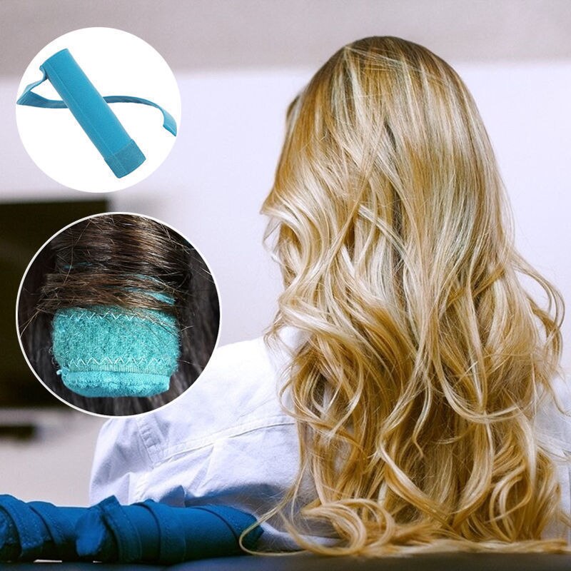 8pcs Hair Rollers Sleep Styler Kit Long Cotton Curlers DIY Styling Tools Blue Color Magic Hair Dressing Charming Hairstyle